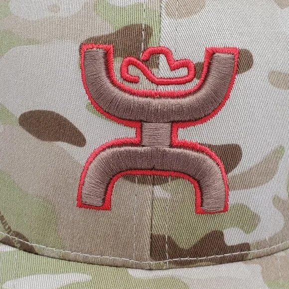 NWT Hooey Chris Kyle Brown Camo Men's Trucker Hat Flexfit American Flag S-M - Picture 4 of 15